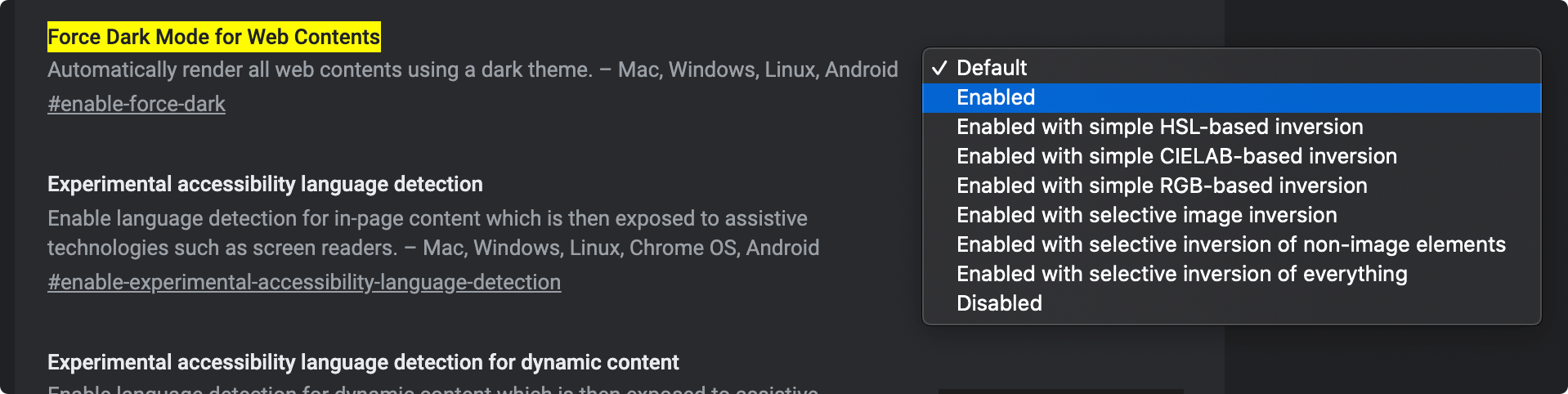Chrome强制开启黑暗模式 