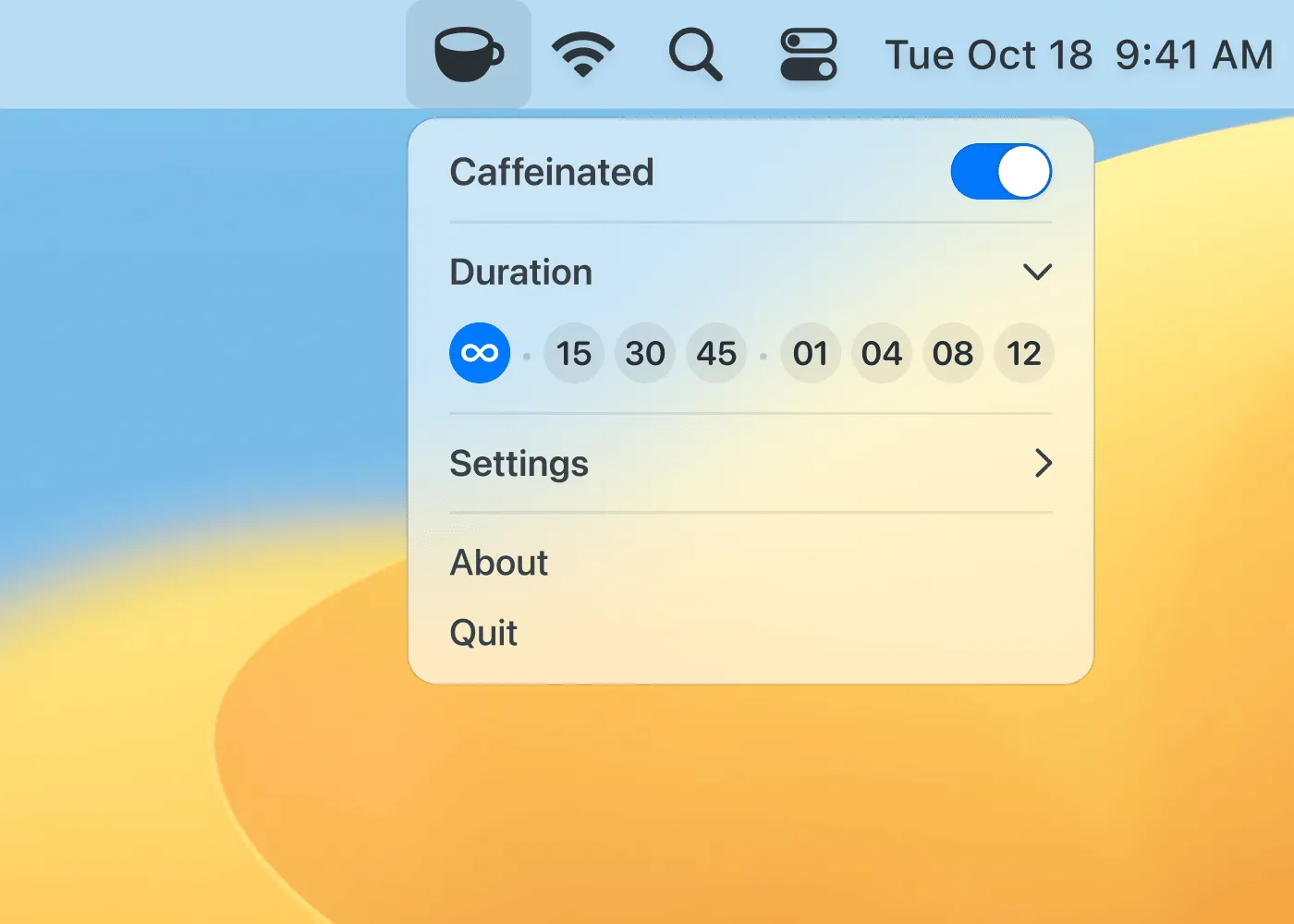 Caffeinated mac防休眠工具