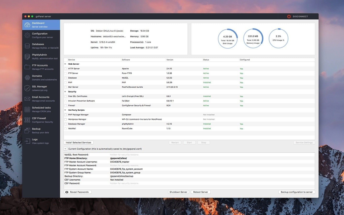 goPanel v2.9.8 - 本地PHP开发环境
