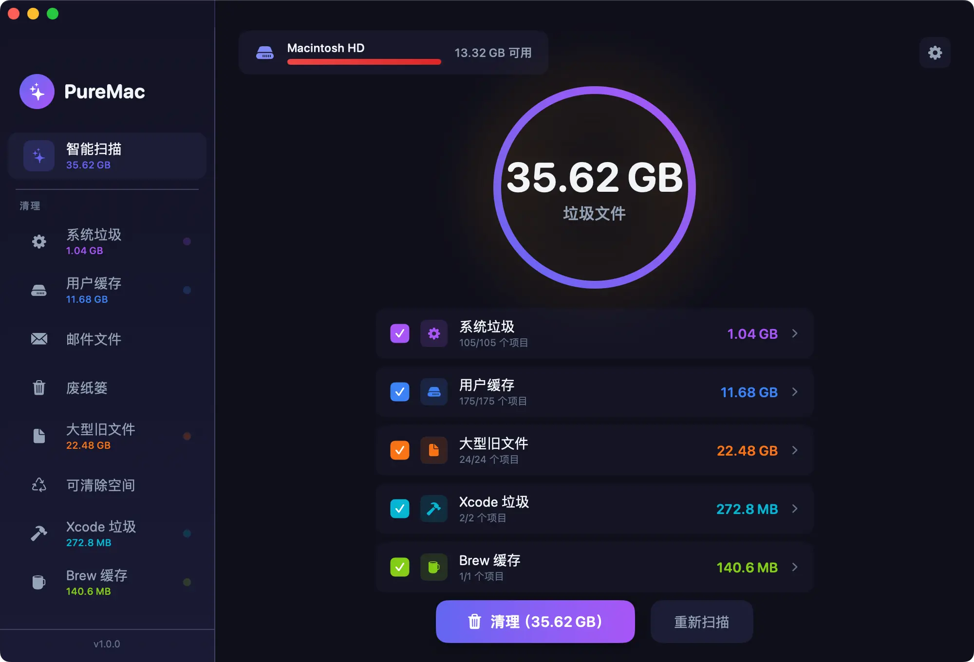 PureMac  macOS 系统清理工具