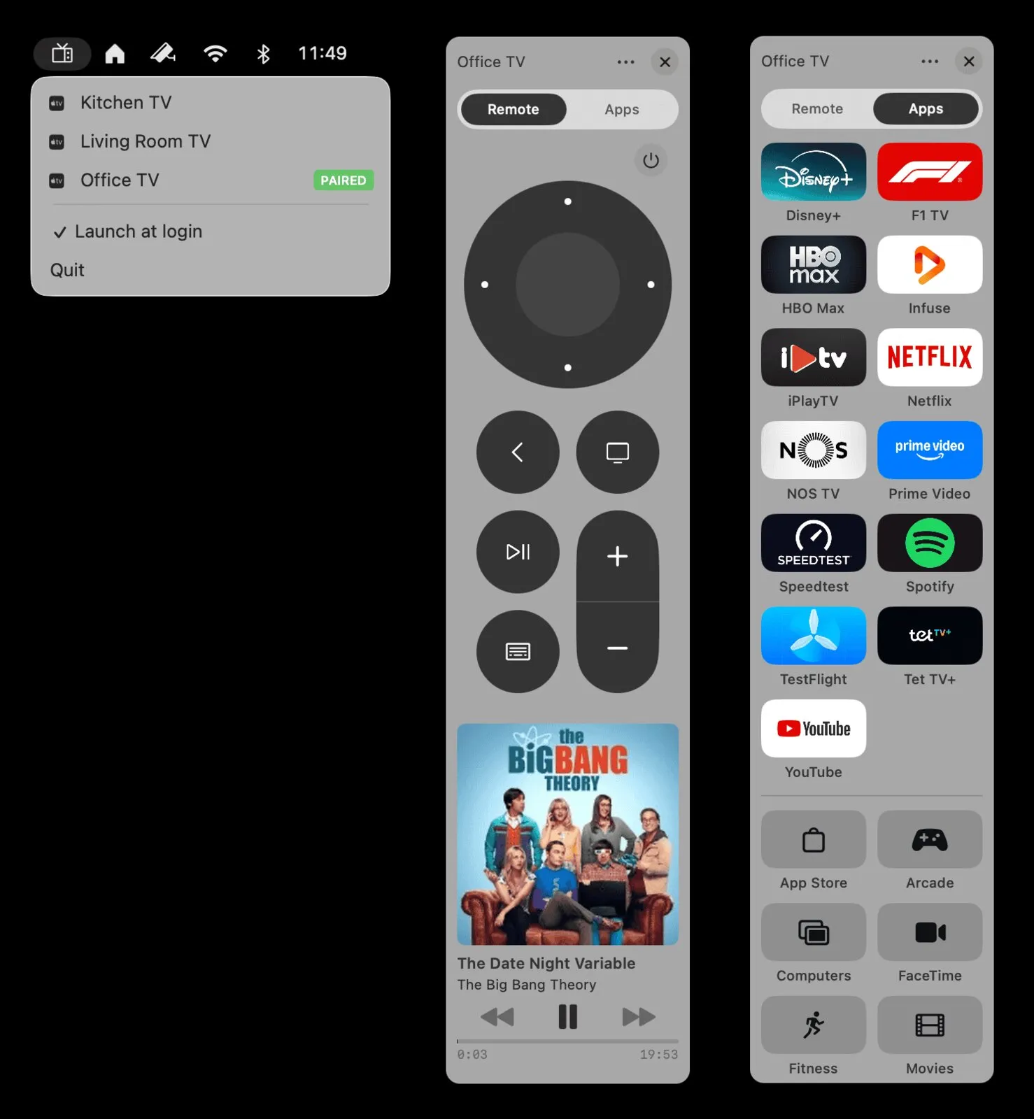 Itsytv macOS Apple TV 遥控器 | 菜单栏一键控制 + 正在播放信息
